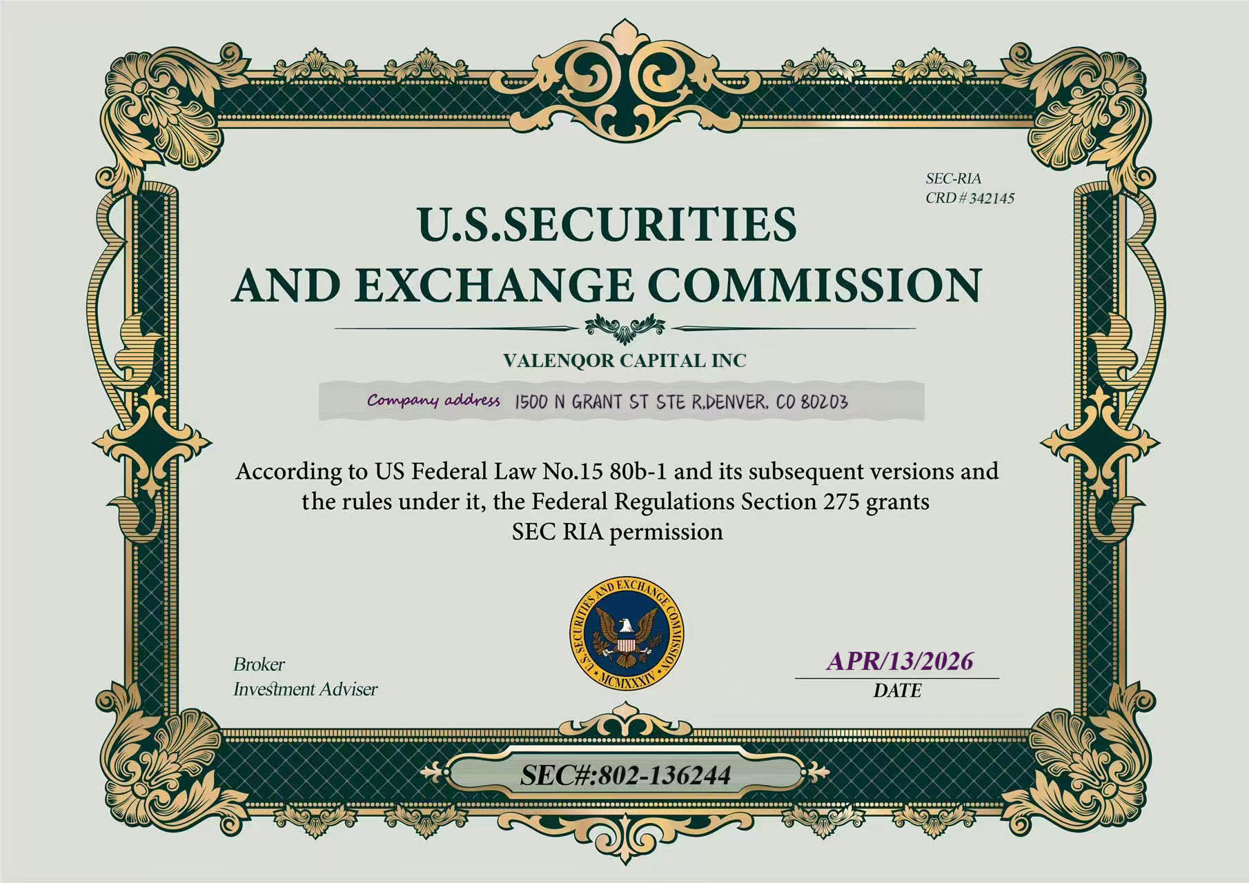SEC RIA License